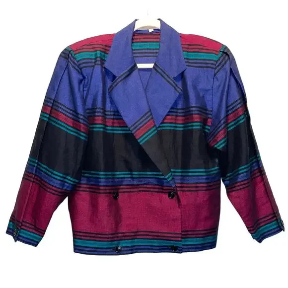 Perry Ellis Portfolio Vintage Stripe Skirt Jacket Suit Set - Picture 3 of 16